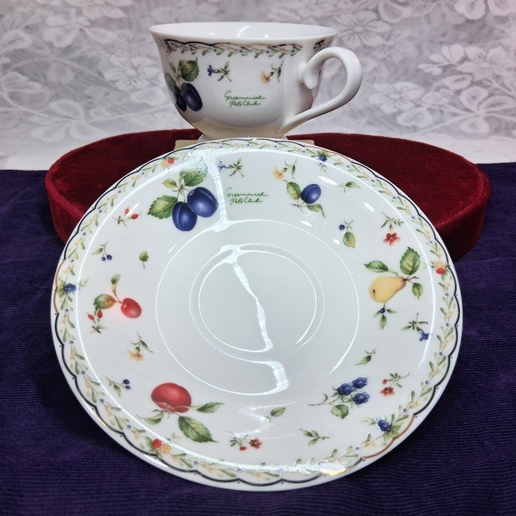Vintage Greenwich Polo Club Teacup And Saucer Set 1999 Fruits Pattern Rare Japan - Picture 4 of 17